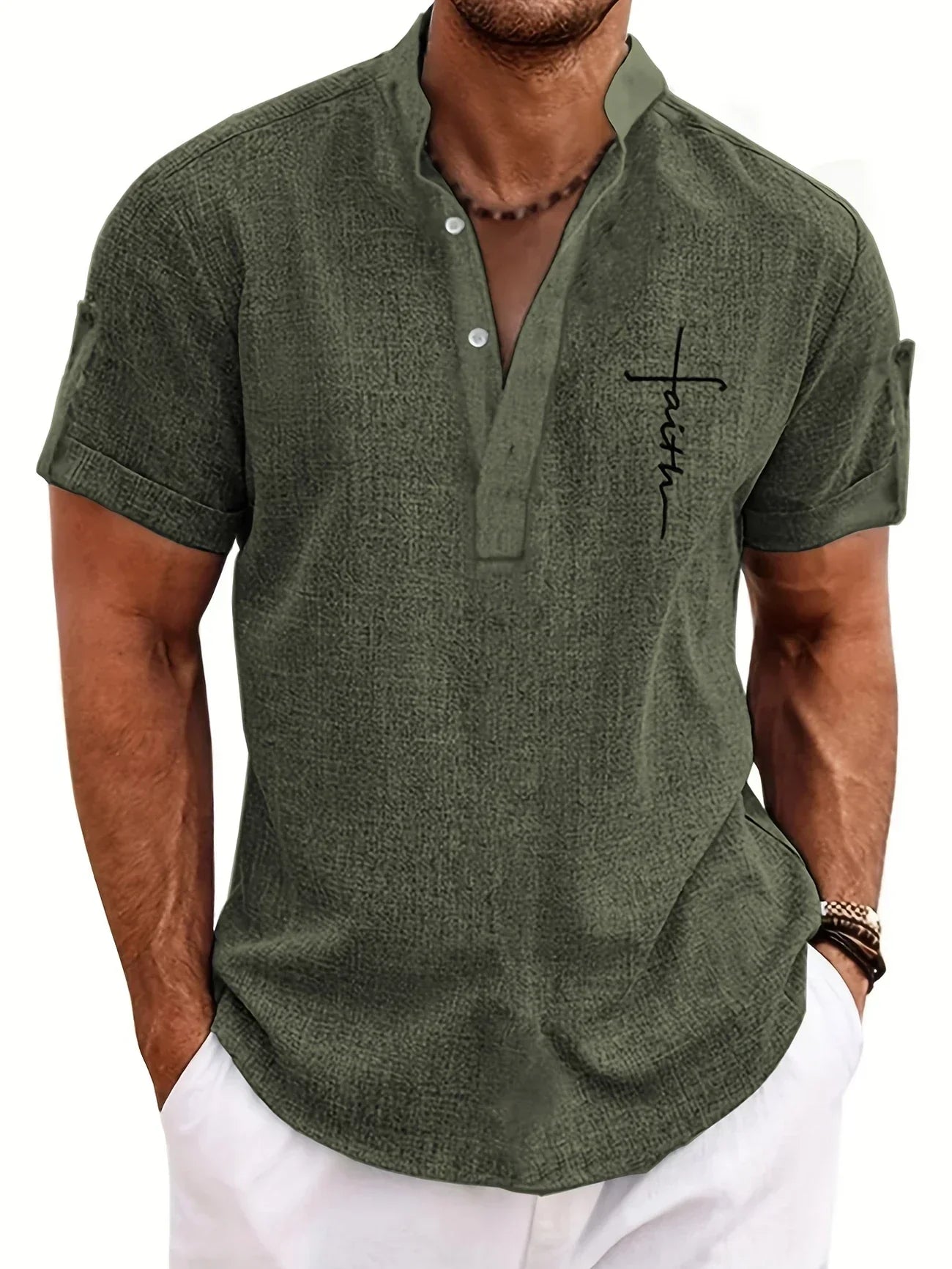 Kristóf™ | Elegáns, rövid ujjú ing álló gallérral