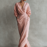 Rózsaszín V-nyakú Maxi Ruha