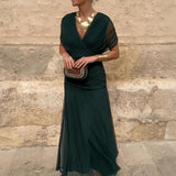 Louise | Elegáns Maxi Ünnepi Ruha V-alakú Kivágással