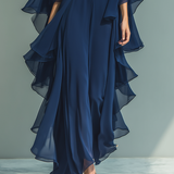 Rózsás Tengerészkék Chiffon Szett