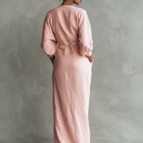 Rózsaszín V-nyakú Maxi Ruha