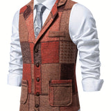 Férfi halszálkás tweed mellény