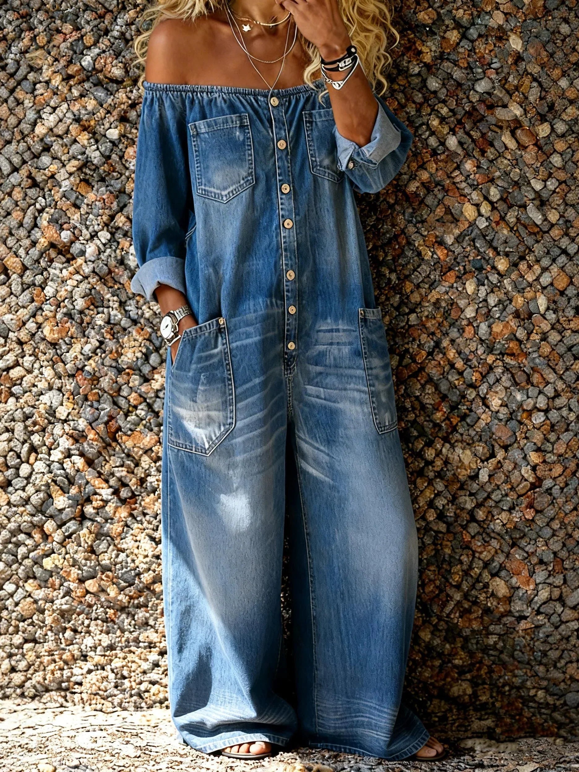 Noa | Farmer Overál, Off-Shoulder Nyakkivágással