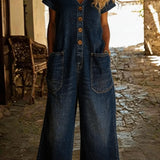 Denise | Farmer Overall V-Kivágással és Rövid Ujjakkal